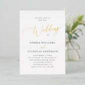 Invitation En Aluminium Élégant Mariage de script Gold | Classique minimal (Debout devant)