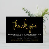 Invitation En Aluminium Élégant Mariage de script Merci réel (Debout devant)