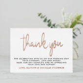 Invitation En Aluminium Élégant Mariage de script Merci réel (Debout devant)