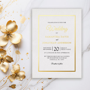 Invitation En Aluminium Élégant Mariage de script moderne Gold Foil Invita