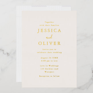 Invitation En Aluminium Elégant Mariage de texte Champagne & Gold