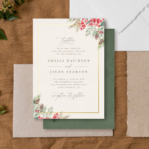 Invitation En Aluminium Élégant mariage de verdure d'hiver à l'aquarelle
