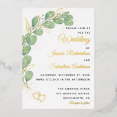 Invitation En Aluminium Elégant Mariage de verdure Eucalyptus (Recto)