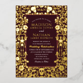 Invitation En Aluminium Élégant Mariage d'or victorien gothique (Recto)