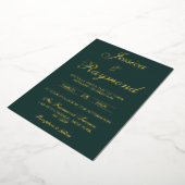 Invitation En Aluminium Élégant Mariage Emerald Green et Gold Foil (Rotation)
