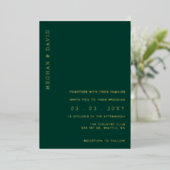 Invitation En Aluminium Élégant Mariage Emerald Green Gold (Debout devant)