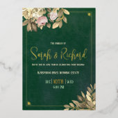 Invitation En Aluminium Élégant Mariage Emerald Green Gold (Recto)