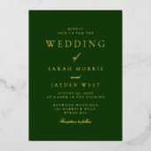 Invitation En Aluminium Élégant Mariage Emerald Green & Gold Foil (Recto)