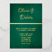 Invitation En Aluminium Élégant Mariage Émeraude Vert Et Or (Recto)