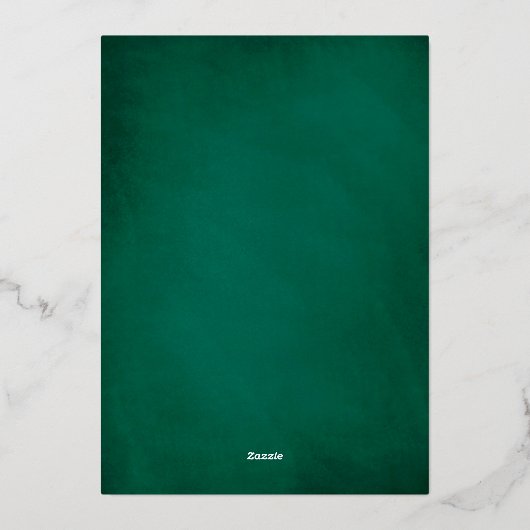 Invitation En Aluminium Élégant Mariage Émeraude Vert Et Or (Verso)