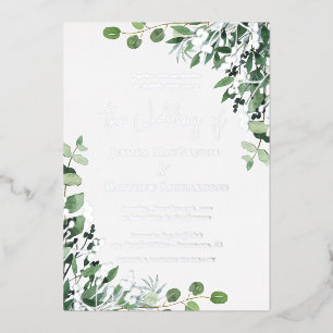 Invitation En Aluminium Elégant Mariage Eucalyptus Argent