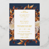 Invitation En Aluminium Élégant Mariage Feuille (Recto)