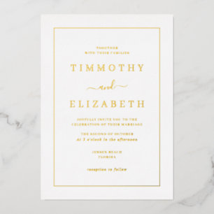 Invitation En Aluminium Élégant Mariage Feuille D'Or