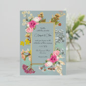 Invitation En Aluminium Élégant mariage Fleur Pervenche (Debout devant)