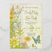 Invitation En Aluminium Élégant Mariage Fleur sauvage Meadow Boho (Recto)