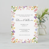 Invitation En Aluminium Elégant mariage fleuri et verdure Sauvez la date (Debout devant)