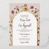 Invitation En Aluminium Elégant Mariage floral Bohème (Recto)