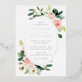 Invitation En Aluminium Élégant Mariage floral d'argent blanc (Recto)