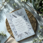 Invitation En Aluminium Élégant Mariage Floral d'hiver bleu