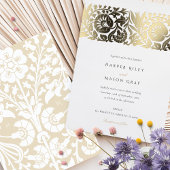 Invitation En Aluminium Élégant Mariage floral d'ivoire beige