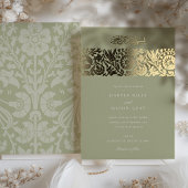 Invitation En Aluminium Élégant Mariage Floral Islamique Gold Sage Vert