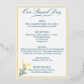 Invitation En Aluminium Élégant Mariage Floral Jaune (Verso)