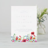 Invitation En Aluminium Elégant Mariage floral neutre (Debout devant)