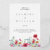 Invitation En Aluminium Elégant Mariage floral neutre (Recto)