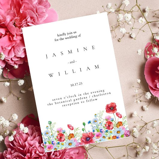 Invitation En Aluminium Elégant Mariage floral neutre