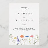 Invitation En Aluminium Elégant Mariage floral neutre (Recto)