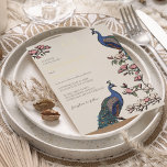 Invitation En Aluminium Élégant Mariage Floral Peacock Or<br><div class="desc">Cet Elégant Mariage Floral Peacock Gold Foil Invitation présente des paons bleus et turquoises dessinés à la main et perchés sur les branches de Magnolia en pleine floraison dans l'encre noire avec de la vraie feuille d'or. Personnalisez avec les détails de votre mariage en cliquant sur "Personnalisez ce modèle" sur...</div>