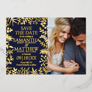 Invitation En Aluminium Élégant Mariage Floral Photo Enregistrer La Date R