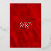 Invitation En Aluminium Élégant Mariage floral rouge et or (Verso)