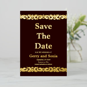 Invitation En Aluminium Élégant Mariage Flourdissant Or Économisez La Date