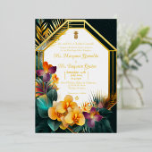 Invitation En Aluminium Elégant Mariage Formal Destination Tropical (Debout devant)