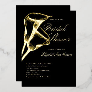 Invitation En Aluminium Élégant Mariage Formel Calla Or Noir