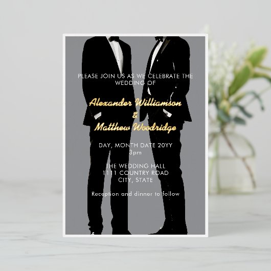Invitation En Aluminium Elégant Mariage gay moderne (Debout devant)