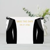 Invitation En Aluminium Élégant Mariage Gay Save The Date Véritable Feuill (Debout devant)