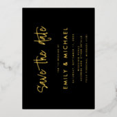 Invitation En Aluminium Elégant mariage Gold Foil Enregistrer la date (Recto)