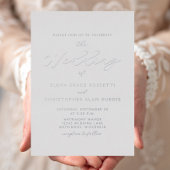 Invitation En Aluminium Élégant Mariage gris script argent