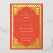 Invitation En Aluminium Élégant Mariage indien du cadre de l'ornement hind (Recto)