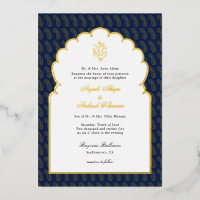 Élégant mariage indien Ganesh bleu foncé et or