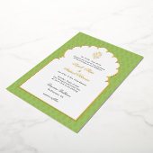 Invitation En Aluminium Elegant mariage indien Ganesh Mint vert et or (Rotation)