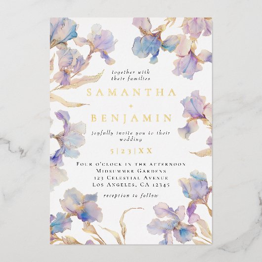Invitation En Aluminium Élégant Mariage Iris (Recto)