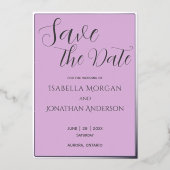 Invitation En Aluminium Élégant Mariage Lilac Purple Minimal Enregistrer L (Recto)