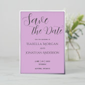 Invitation En Aluminium Élégant Mariage Lilac Purple Minimal Enregistrer L (Debout devant)