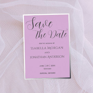 Invitation En Aluminium Élégant Mariage Lilac Purple Minimal Enregistrer L