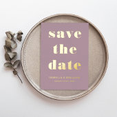 Invitation En Aluminium Elégant Mariage Mauve Enregistrer La Date Or