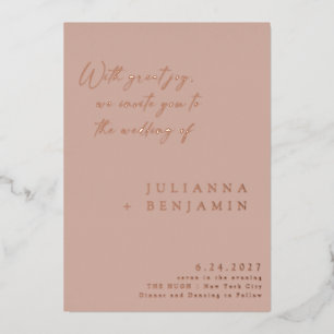 Invitation En Aluminium Élégant Mariage Minimaliste Écriture Rose Gold
