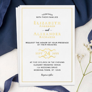 Invitation En Aluminium Élégant Mariage Minimaliste Moderne en Feuille d'O